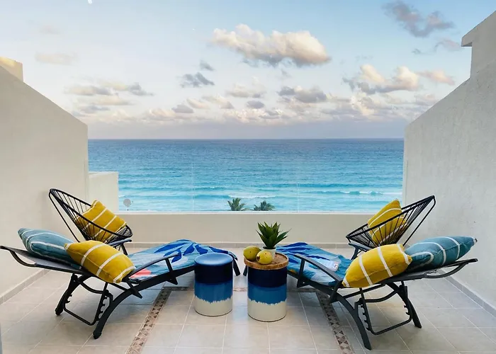 Ocean View Three Bedroom, Three Story Penthouse By The Beach Cancun
